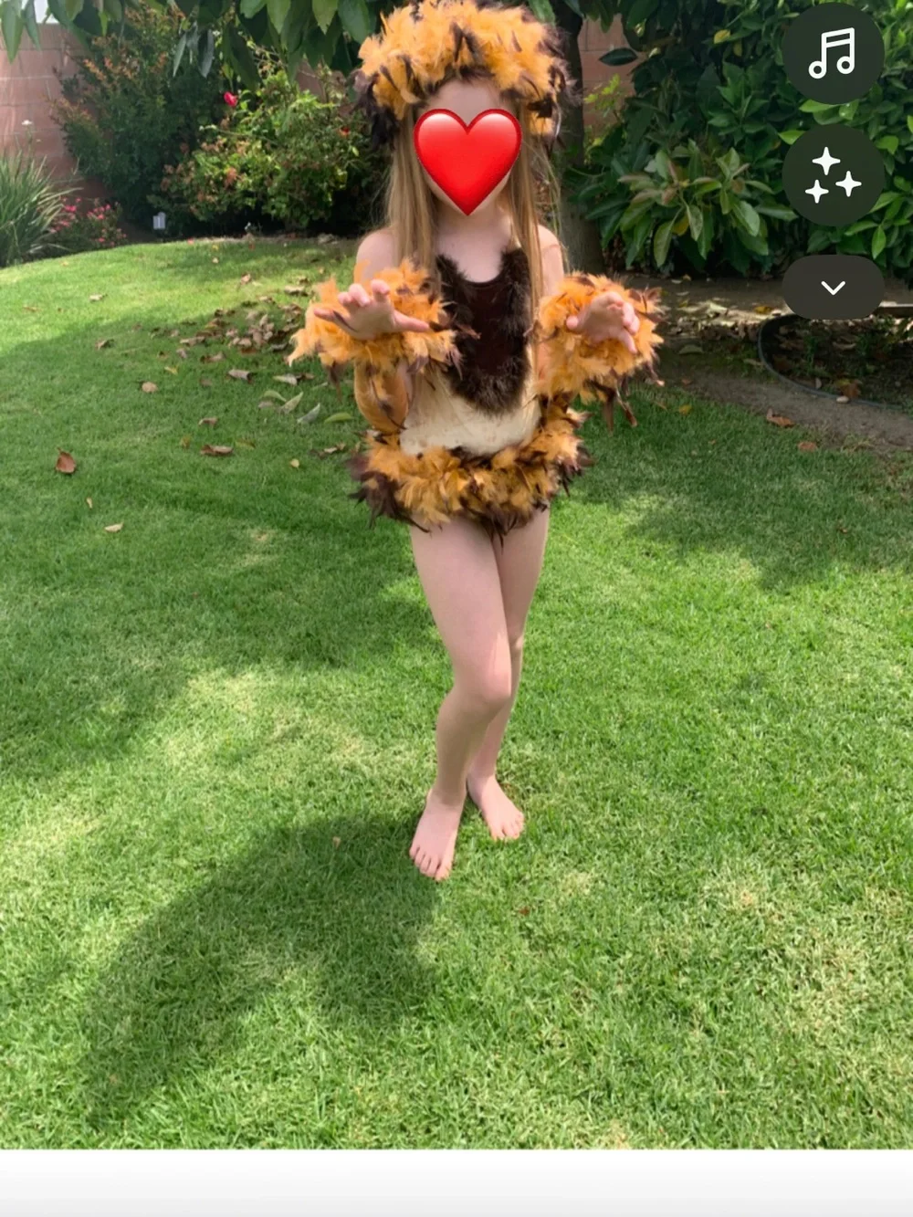 Faux Fur Lion Dance Costume for Kids in Brown and Tan